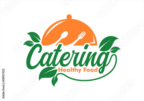 catering service  logo template with hand written calligraphy