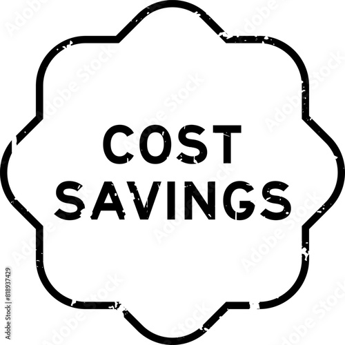 Grunge black cost savings word rubber seal stamp on white background