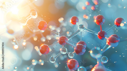 Science background with molecular model of atom struct 