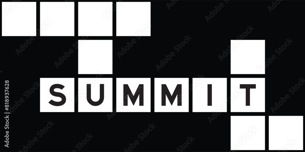 Alphabet letter in word summit on crossword puzzle background Stock Alphabet letter in word summit on crossword puzzle background Stock