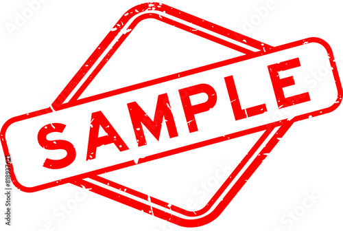 Grunge red sample word rubber seal stamp on white background