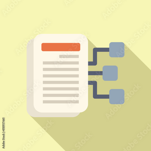 Vector illustration of a flat design document icon with branching steps, symbolizing workflow or process