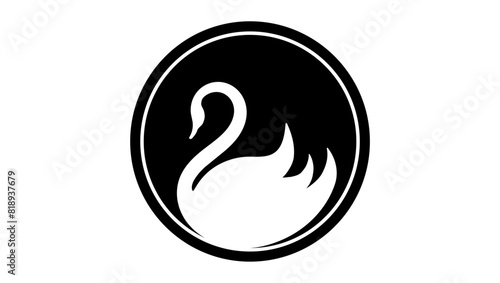 Swan logo, black isolated silhouette