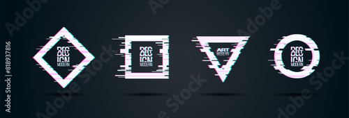 frames glitch effect. hipster rectangular frames dynamic stripes modern design. design business cards, invitations, gift cards, flyers brochures vector set illusatrtion