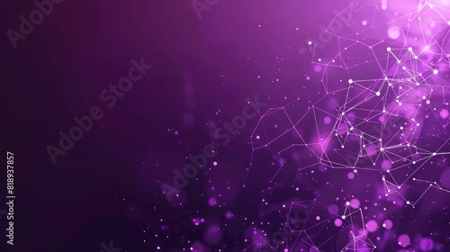 Abstract Purple Geometric Polygonal background molecule and communication. Connected lines with dots. Concept of the science, chemistry, biology, medicine, technology.