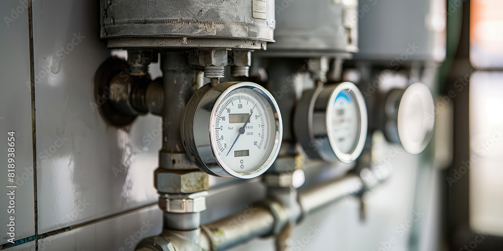 The water meter on the bathroom pipe. Individual apartment water meter. The water meter on the bathroom pipe. Individual apartment water meter.