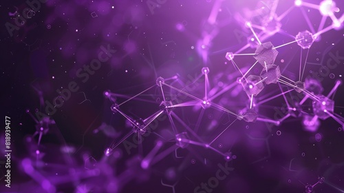 Abstract Purple Geometric Polygonal background molecule and communication. Connected lines with dots. Concept of the science, chemistry, biology, medicine, technology.