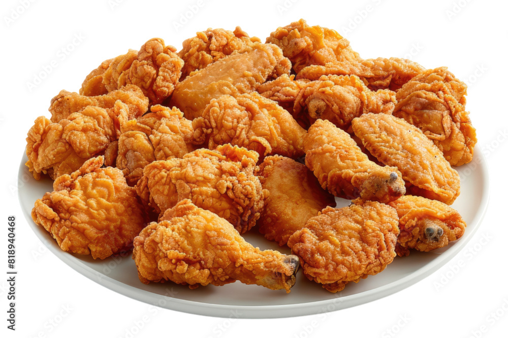 A platter of fried chicken isolated on transparent background A platter of fried chicken isolated on transparent background