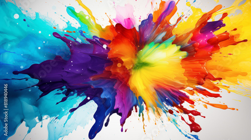 Color splash with colorful ink abstract color waves rainbow colors 3d rendering