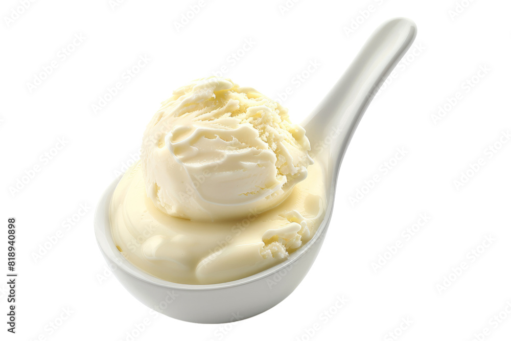 A scoop of creamy white vanilla pudding isolated on transparent background A scoop of creamy white vanilla pudding isolated on transparent background
