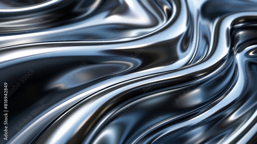 The image is a close-up of a smooth, shiny metal surface with a wave-like pattern. The image is a close-up of a smooth, shiny metal surface with a wave-like pattern.