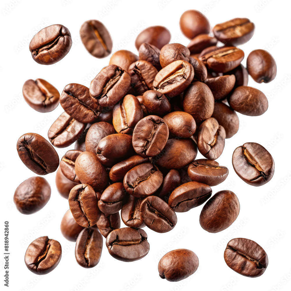 White background filled with dark roasted coffee beans, creating a rich aroma and texture White background filled with dark roasted coffee beans, creating a rich aroma and texture