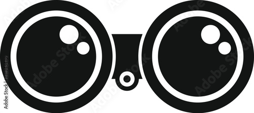 Vintage binoculars icon in simple black design with isolated white background, perfect for exploration, observation, and adventure