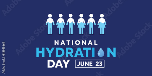 National Hydration Day. People icon. Great for cards, banners, posters, social media and more. Blue background. 