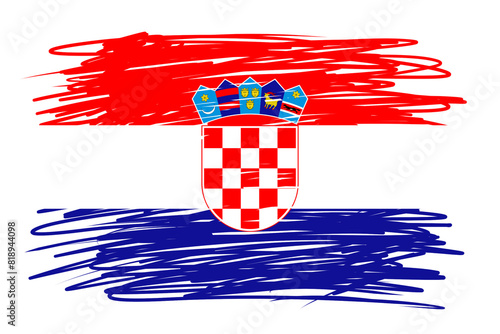 Fotografie national flag of croatia design template transparent, croatia flag brush stroke