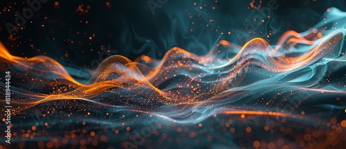 Abstract Digital Background with Glowing Orange and Blue Waves photo