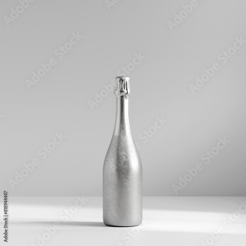 a silver bottle of champagne on a white background