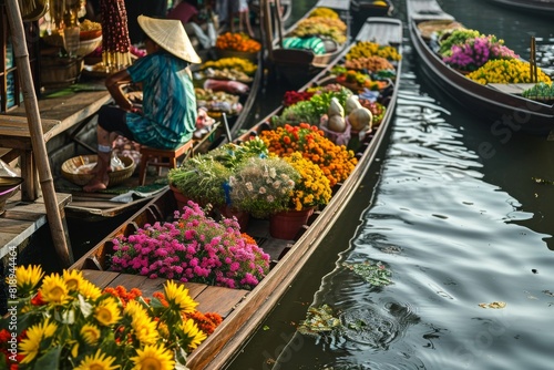 A traditional floating market, AI-generated