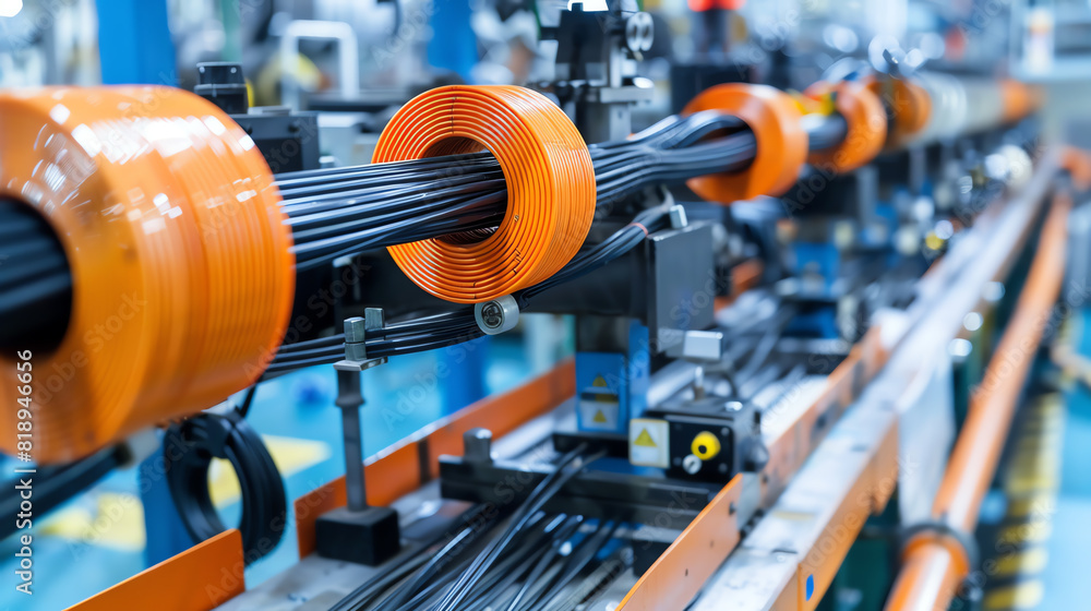 Fototapeta premium Fiber Optic Cable Factory The manufacturing process of undersea fiber optic cables