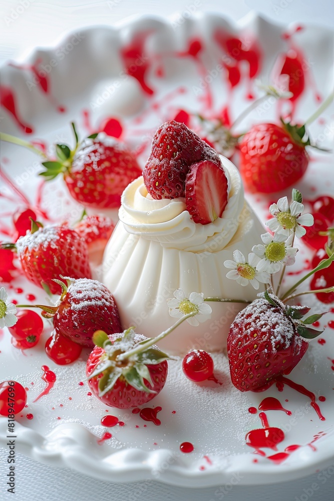 cake with strawberries. Selective focus cake with strawberries. Selective focus