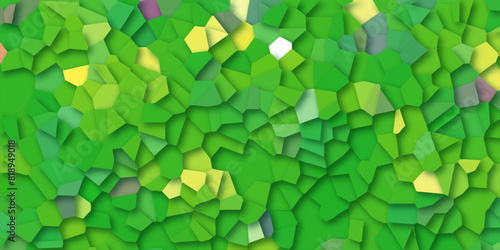 Abstract green and yellow broken stained glass background design with line. geometric pattern with 3d shapes vector Illustration. Green broken wall paper in decoration.