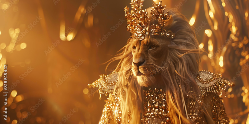 Leo, the majestic filthy rich lion king with bling gold jewellery and gems, fictional lion character, gaming movie wallpaper Leo, the majestic filthy rich lion king with bling gold jewellery and gems, fictional lion character, gaming movie wallpaper
