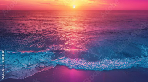 The setting sun casts a warm glow over the ocean