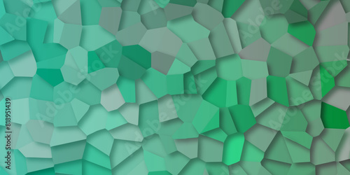 Abstract green and grey broken stained glass background design with line. geometric pattern with 3d shapes vector Illustration. Green broken wall paper in decoration.
