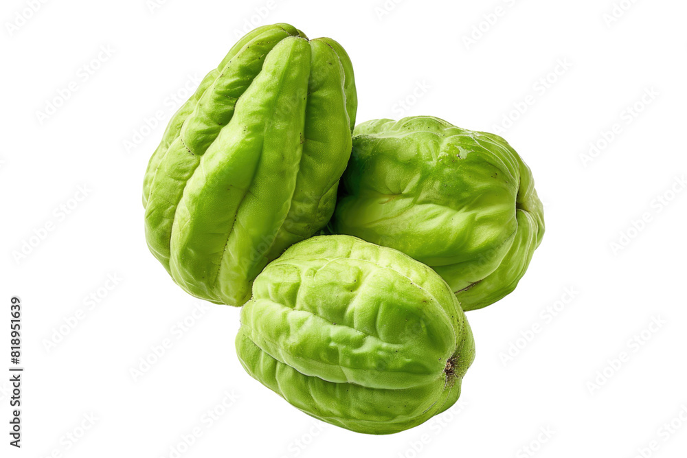 Fototapeta premium Chayote fruits isolated on transparent background