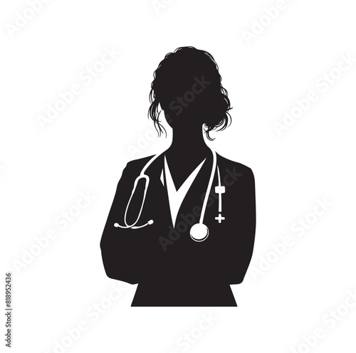 female doctor silhouette illustration set. physicians standing in different position vector illustration