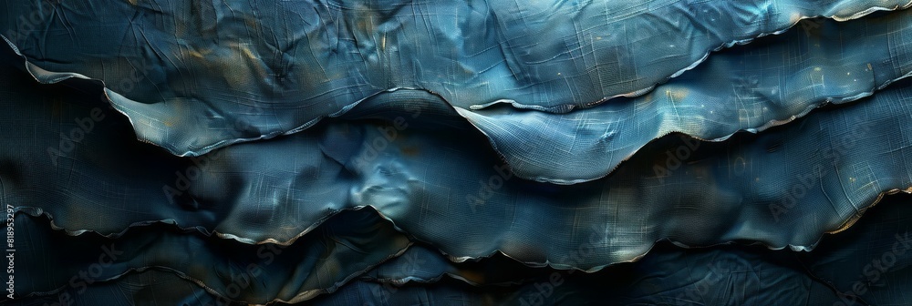 Detailed close-up of a blue and black wall with texture and pattern