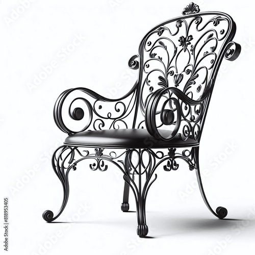 Elegant Black Wrought Iron Garden Chair