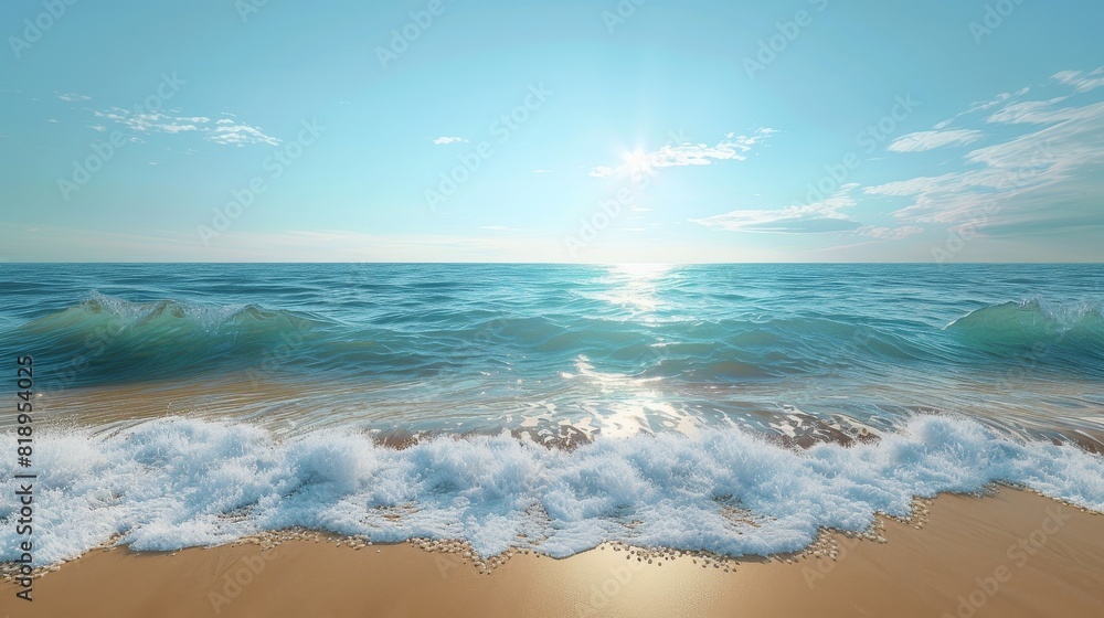 Fototapeta premium Nature and Landscapes Beach: A 3D copy space background of a serene beach