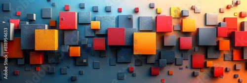 A wall filled with various colored squares in a striking display of hues and patterns photo