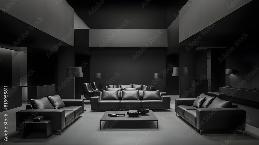 Fototapeta premium Sleek Black Minimalist Interior Design