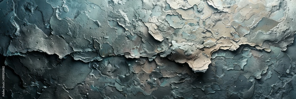 Detailed view of a weathered wall with paint peeling off in layers Detailed view of a weathered wall with paint peeling off in layers