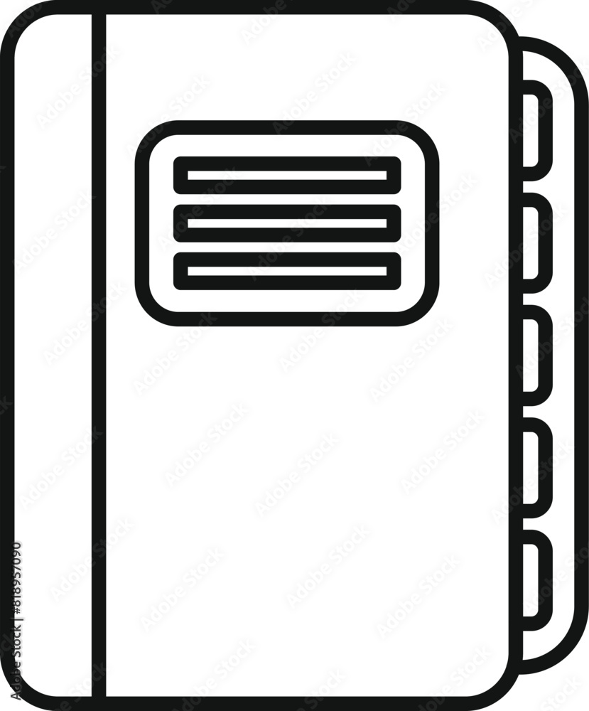 Simple line drawing illustration of a closed notebook, perfect for icon or graphic element Simple line drawing illustration of a closed notebook, perfect for icon or graphic element