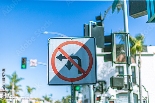 no left turn, no U-turn road sign 