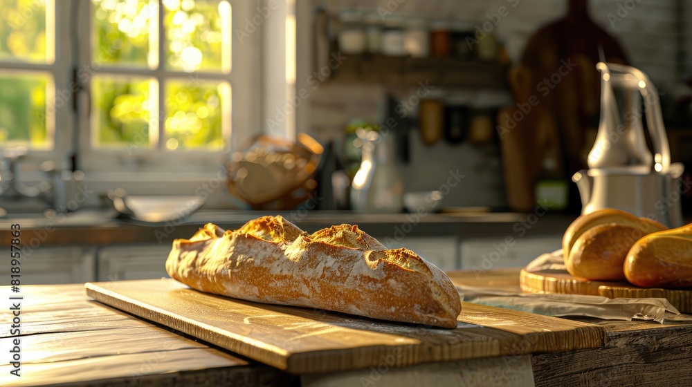 freshly baked bread on the table. Selective focus freshly baked bread on the table. Selective focus
