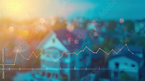 Softly blurred image of a line graph symbolizing the fluctuating nature of property prices photo