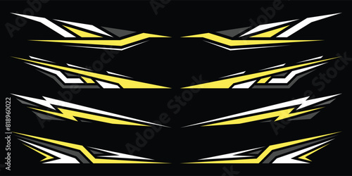 Sport car decal stripes. Speed lines, Sports stripes, racing tuning strips and car sticker vector set. Vector illustration	
 photo