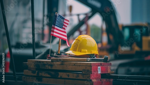 Independence celebration, construction workers concept