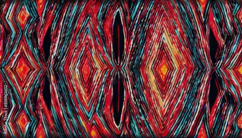 A vibrant abstract pattern with a kaleidoscopic design featuring sharp geometric shapes and intense color contrasts.. AI Generation