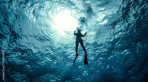 Exploring the Deep  Free Diver Descending into Abyss on a Breath Hold Adventure