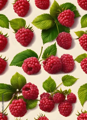  set of raspberry on white background
