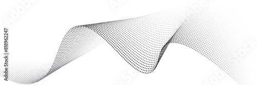Dotted halftone waves. Abstract liquid shapes, wave effect dotted gradient texture waves isolated vector symbols set. Halftone graphic dots waves