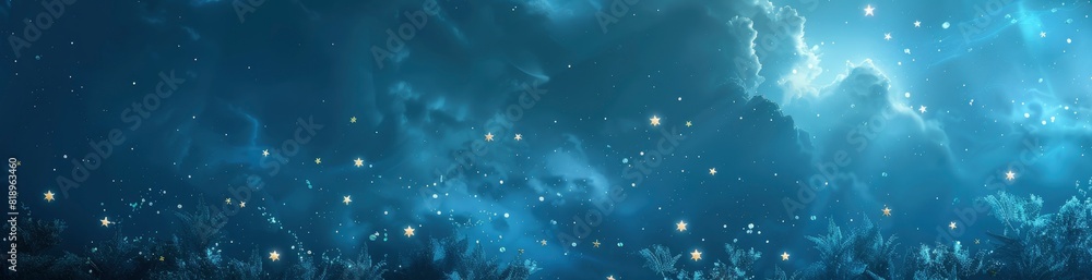 Whimsical Summer Night Sky Pattern Background. With Copy Space, Abstract Background