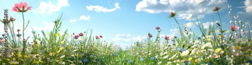 Whimsical Summer Meadow Scenes. With Copy Space  Abstract Background