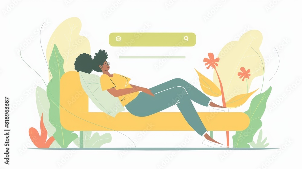 Obraz premium Character lounging on an oversized search button
