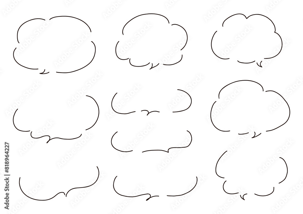 Obraz premium シンプルな線の手書きの吹き出しセット